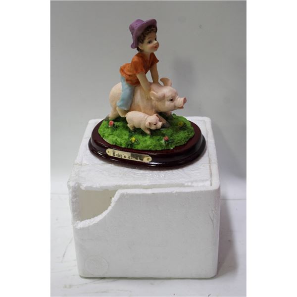 VINTAGE CROSA COLLECTION BOY RIDING PIG FIGURINE