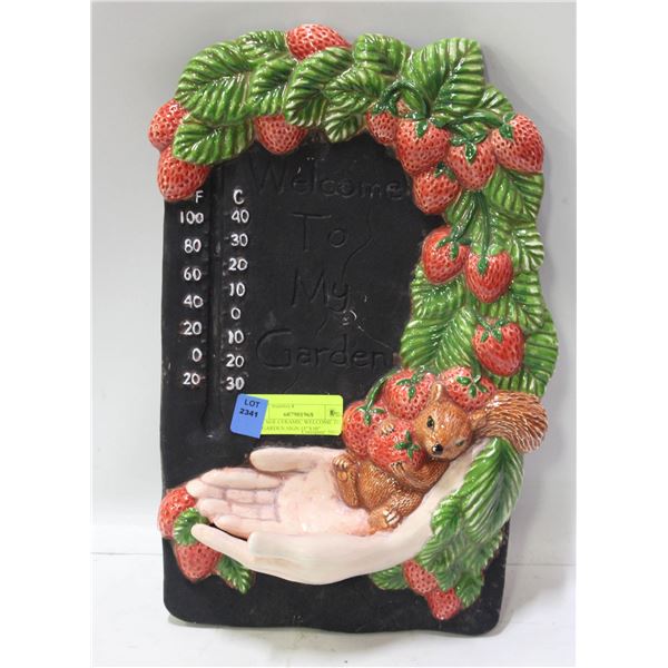 VINTAGE CERAMIC WELCOME TO MY GARDEN SIGN 15"X10"