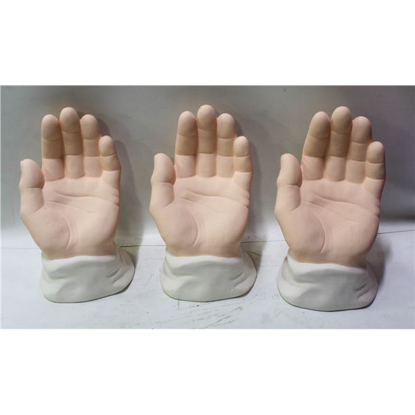 LOT OF 3 VINTAGE CERAMIC HANDS