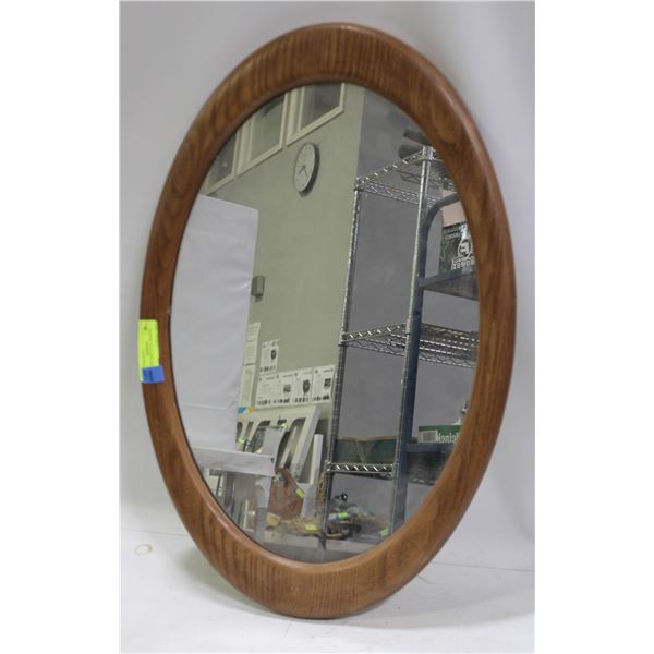 WOOD FRAMED OVAL MIRROR 24"X16"