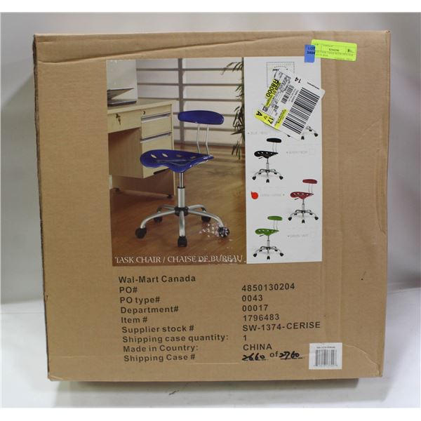 BLUE TASK CHAIR WITH TRACTOR SEAT IN BOX