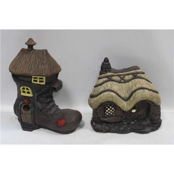 2 CERAMIC FAIRY HOUSES