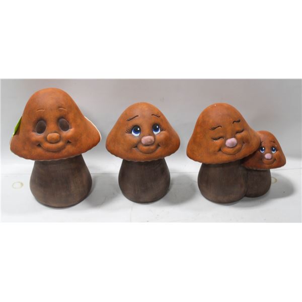 LOT OF 3 VINTAGE CERAMIC MUSHROOM FIGURINES
