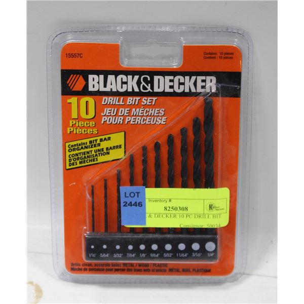 BLACK & DECKER 10 PC DRILL BIT SET