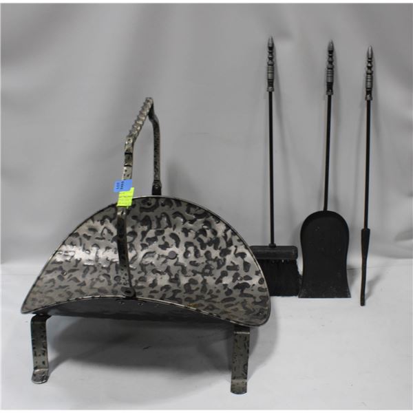 VINTAGE METAL LOG HOLDER SILVER AND BLACK LEOPARD