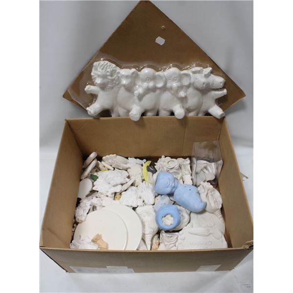 LOT OF UNFINISHED CERAMIC FIGURINES