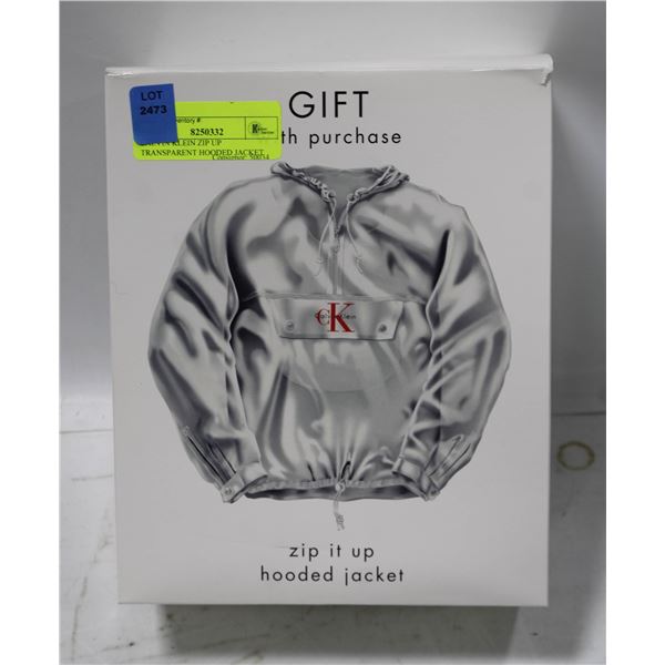 CALVIN KLEIN ZIP UP TRANSPARENT HOODED JACKET