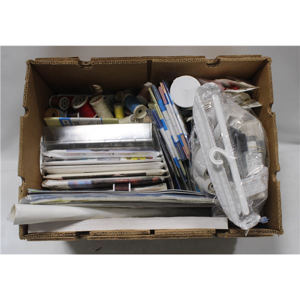 LOT OF VINTAGE SEWING PATTERNS, BIAS TAPE & THREAD