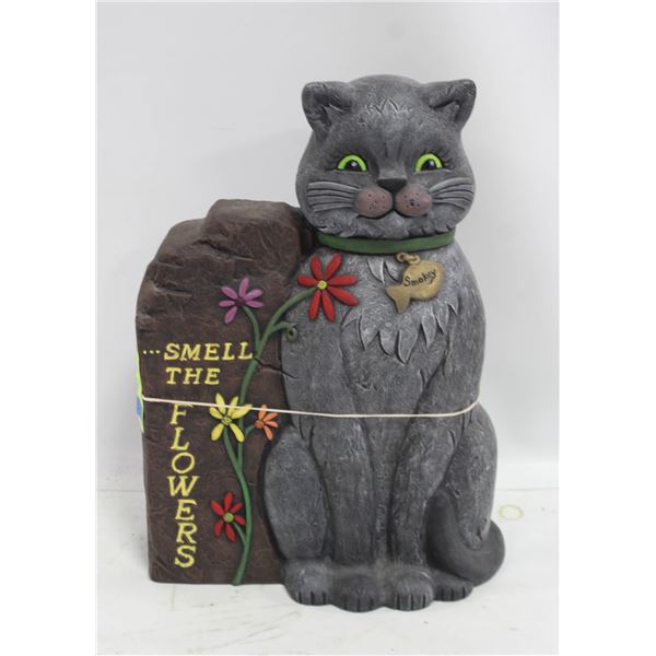 SMELL THE FLOWERS CERAMIC CAT GARDEN STATUE