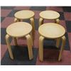 Image 1 : 4 WOOD MODERN MINI STOOLS 17" TALL
