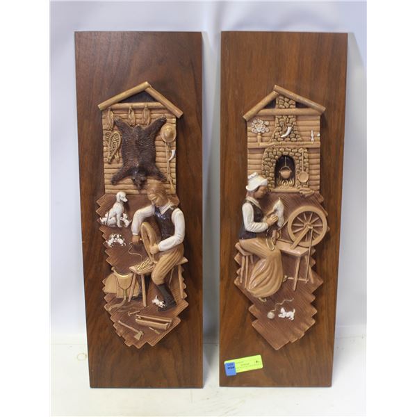 2 VINTAGE WALL PLAQUE MADE BY S L WOODY