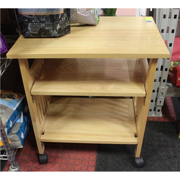 WOOD SHELVED UTILITY CRAFT CART 26"X24"X16"