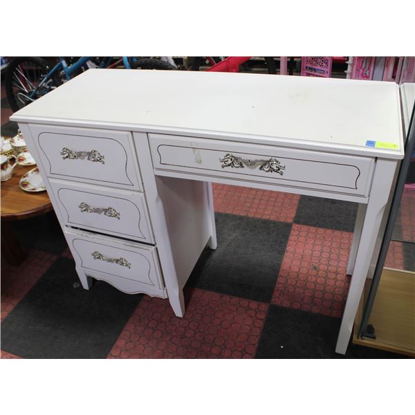 VINTAGE WHITE DESK VANITY 4 DRAWERS 31"X42"17"