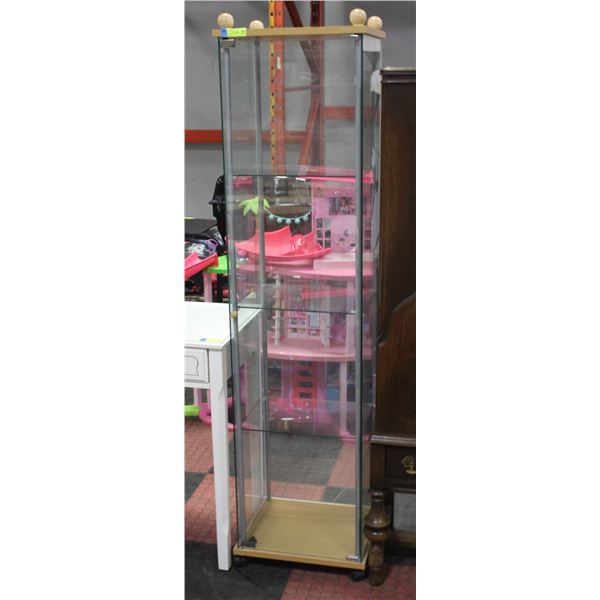 GLASS 4 SHELF DISPLAY CABINET 65"X17"X14"