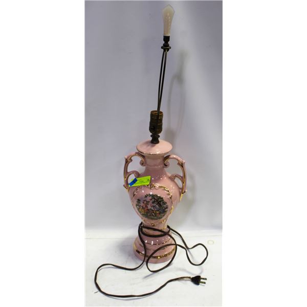 VINTAGE LAMP (PINK WITHOUT A SHADE) CORD IS FRAYED