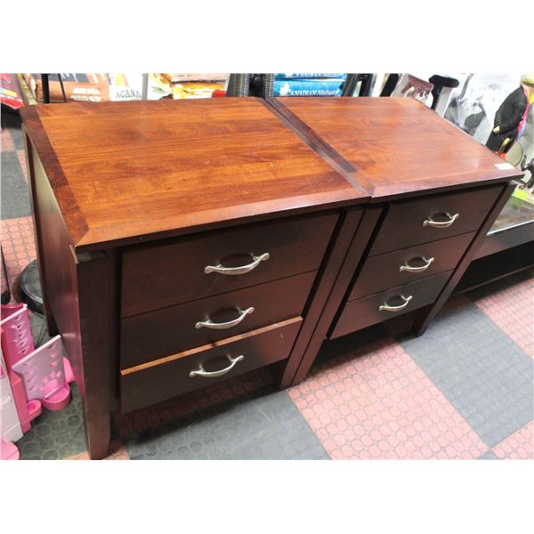 PAIR OF MATCHING 3 DRAWER BEDSIDE TABLES WOODWORKS