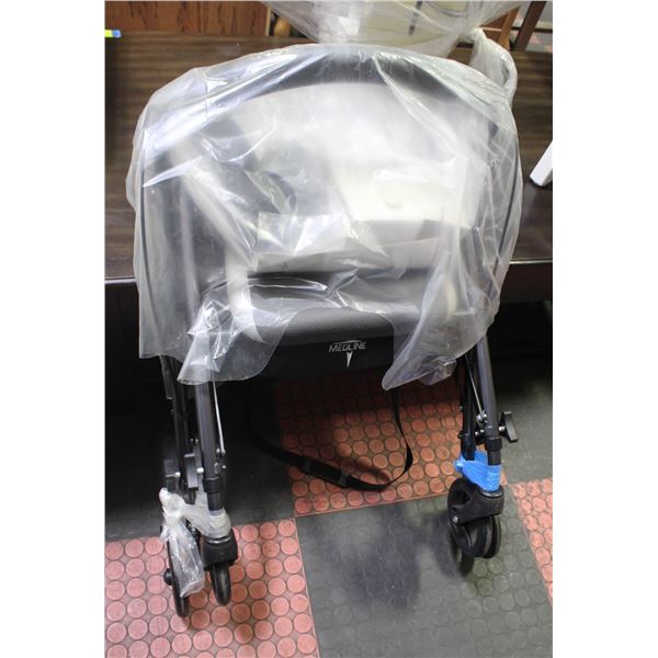 MEDILINE BLACK 4 WHEEL ROLLING WALKER