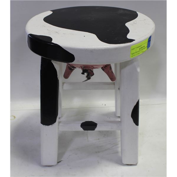 MINI VINTAGE COW PRINT STOOL WITH UTTERS 12"X11