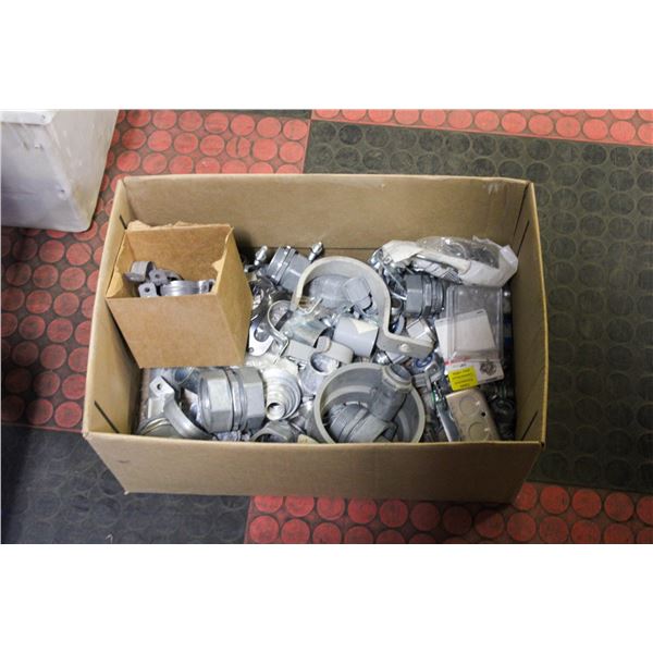 BANKERS BOX WITH MISC ZINC DIECAST ELECTIRCAL