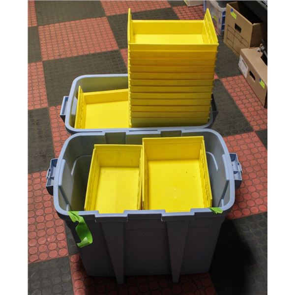50 YELLOW PARTS BINS IN TOTES