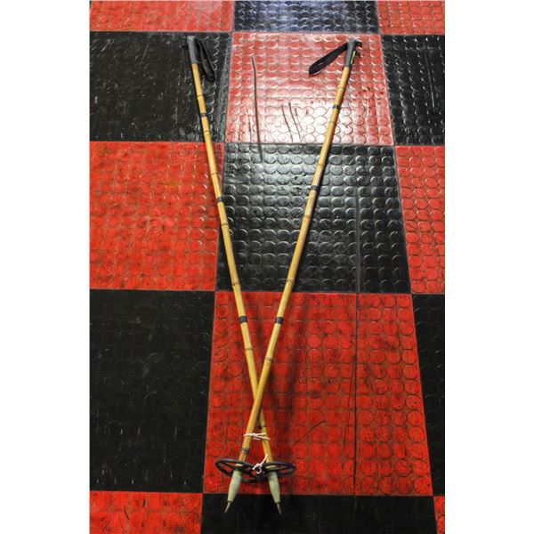 PAIR OF VINTAGE WOODEN SKI POLES