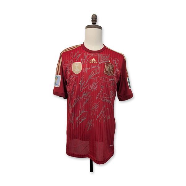 Team Signed Spain 2014 World Cup Soccer Jersey