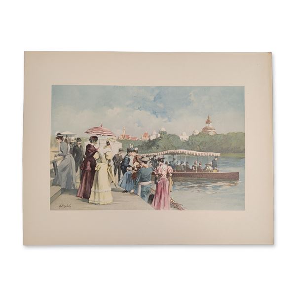 1893 Chicago World Fair Columbian Exposition Chromolithograph on Paper