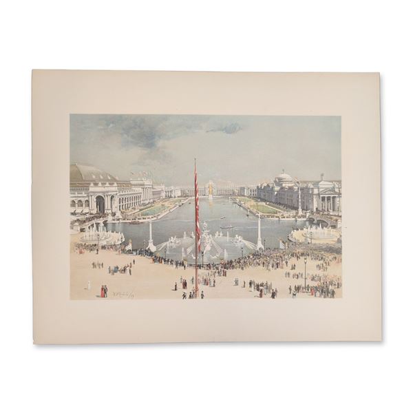 1893 Chicago World Fair Columbian Exposition Chromolithograph on Paper, Court of Honor