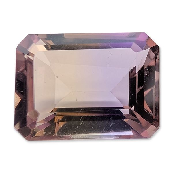 Rectangular Emerald Cut Bicolor Ametrine Gemstone