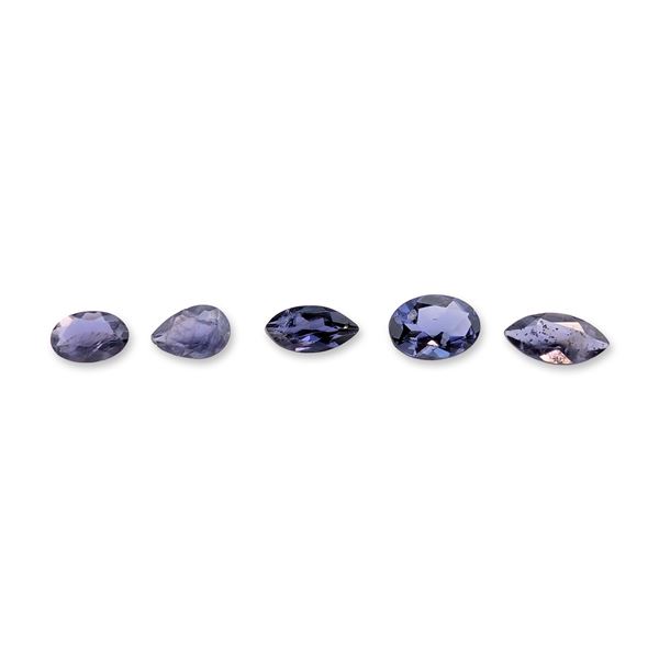 Set of Five Faceted Iolite Gemstones