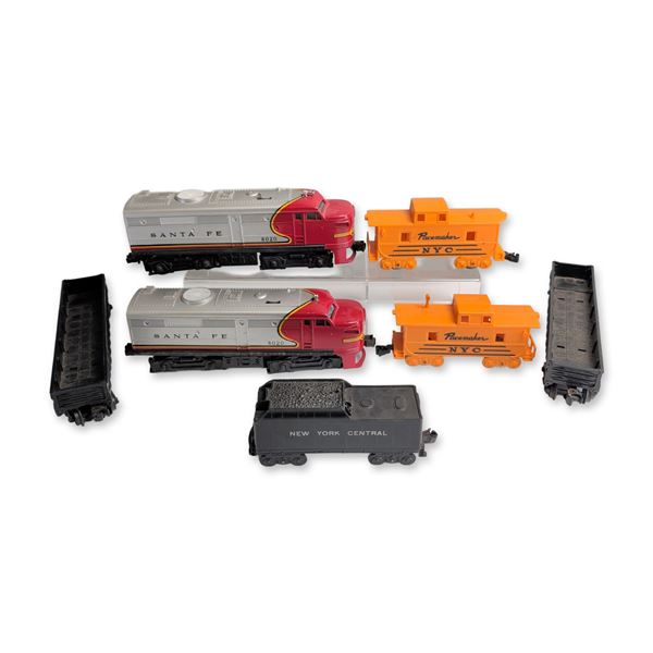 7pc Lionel O Gauge Santa Fe and New York Central Train Collection