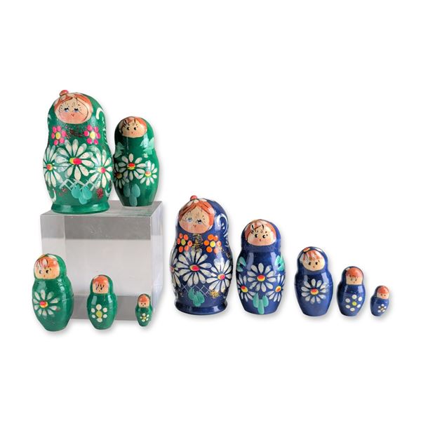 2pc Russian Hand-Painted Matryoshka Nesting Dolls