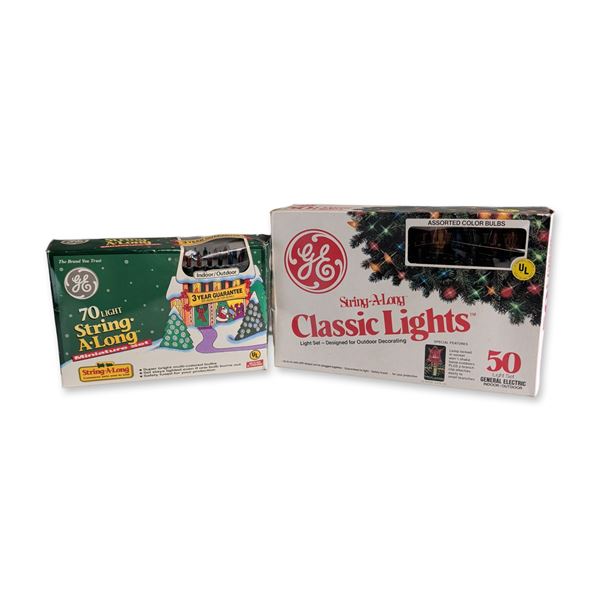 2pc Vintage General Electric String-A-Long Light Set