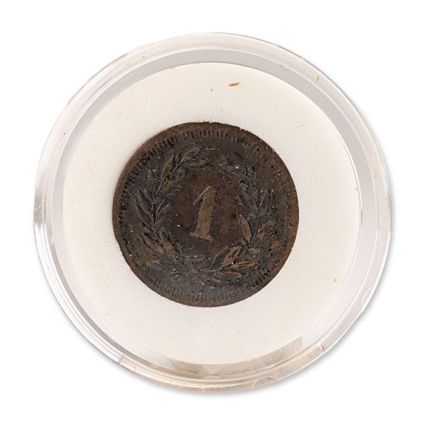 1875-B Switzerland Bronze 1 Rappen Coin