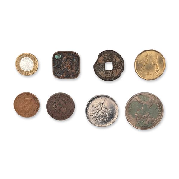 Collection of Eight International Coins and Transit Token
