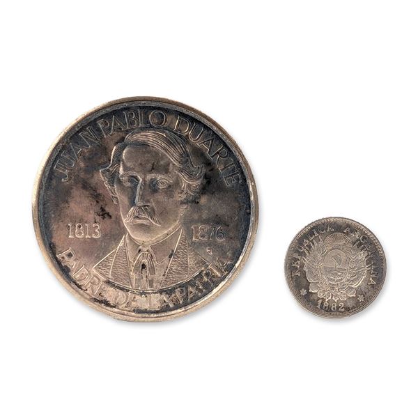 Two Dominican Republic and Argentine Silver Medal and Coin