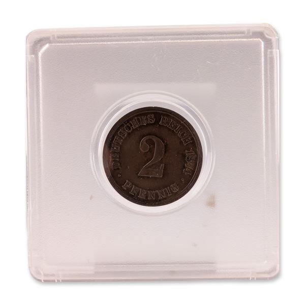 1874 German Empire Two Pfennig Coin