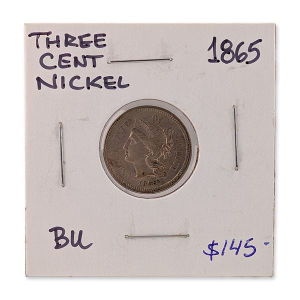 1865 US Three-Cent Nickel Coin