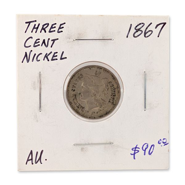 1867 US Three-Cent Nickel Coin