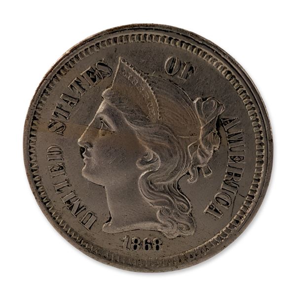 1868 US Three-Cent Nickel Coin