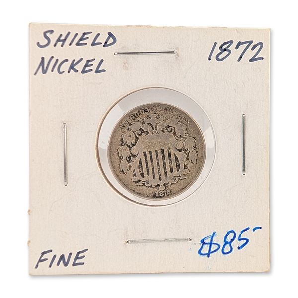 1872 US Shield Nickel Five Cents Coin