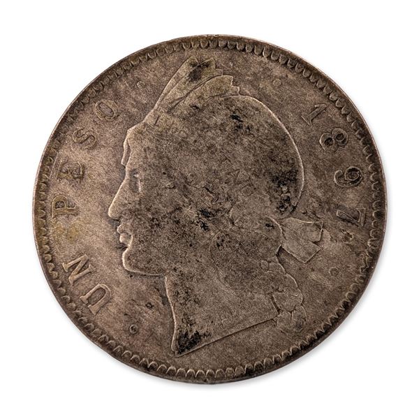 1897 Dominican Republic Silver One Peso