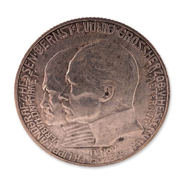 1904 German Grand Duchy of Hesse Silver Zwei Mark Coin