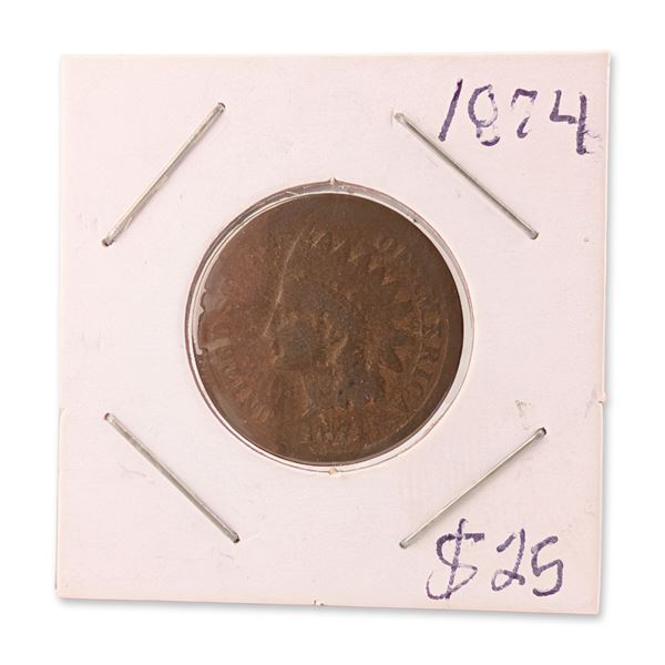 1874 US Indian Head One Cent Coin