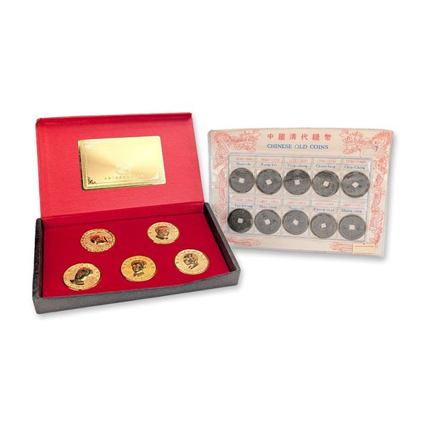 2pc Chinese Commemorative Medals and Historical Cash Coins, Uncirculated