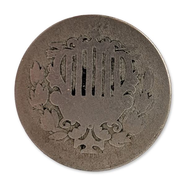 1866 US Shield Nickel Five Cents Coin with Rays