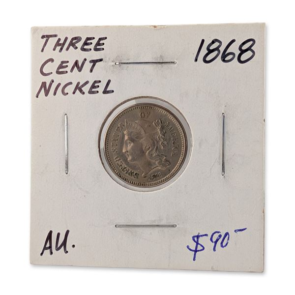 1868 US Three Cent Nickel Coin