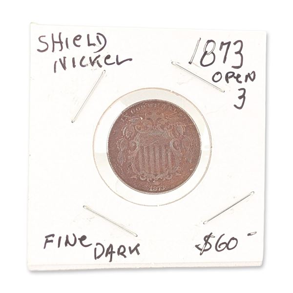 1873 US Shield Nickel Five Cents Coin