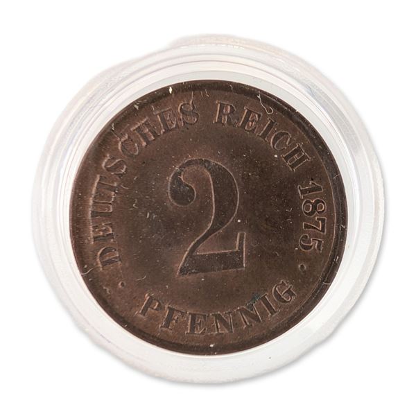 1875-E German Two Pfennig Copper Coin