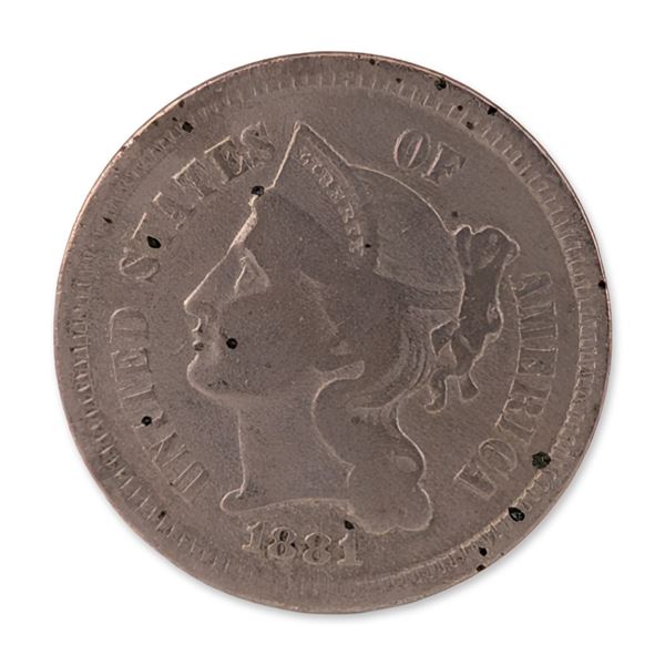 1881 US Three Cent Nickel Coin